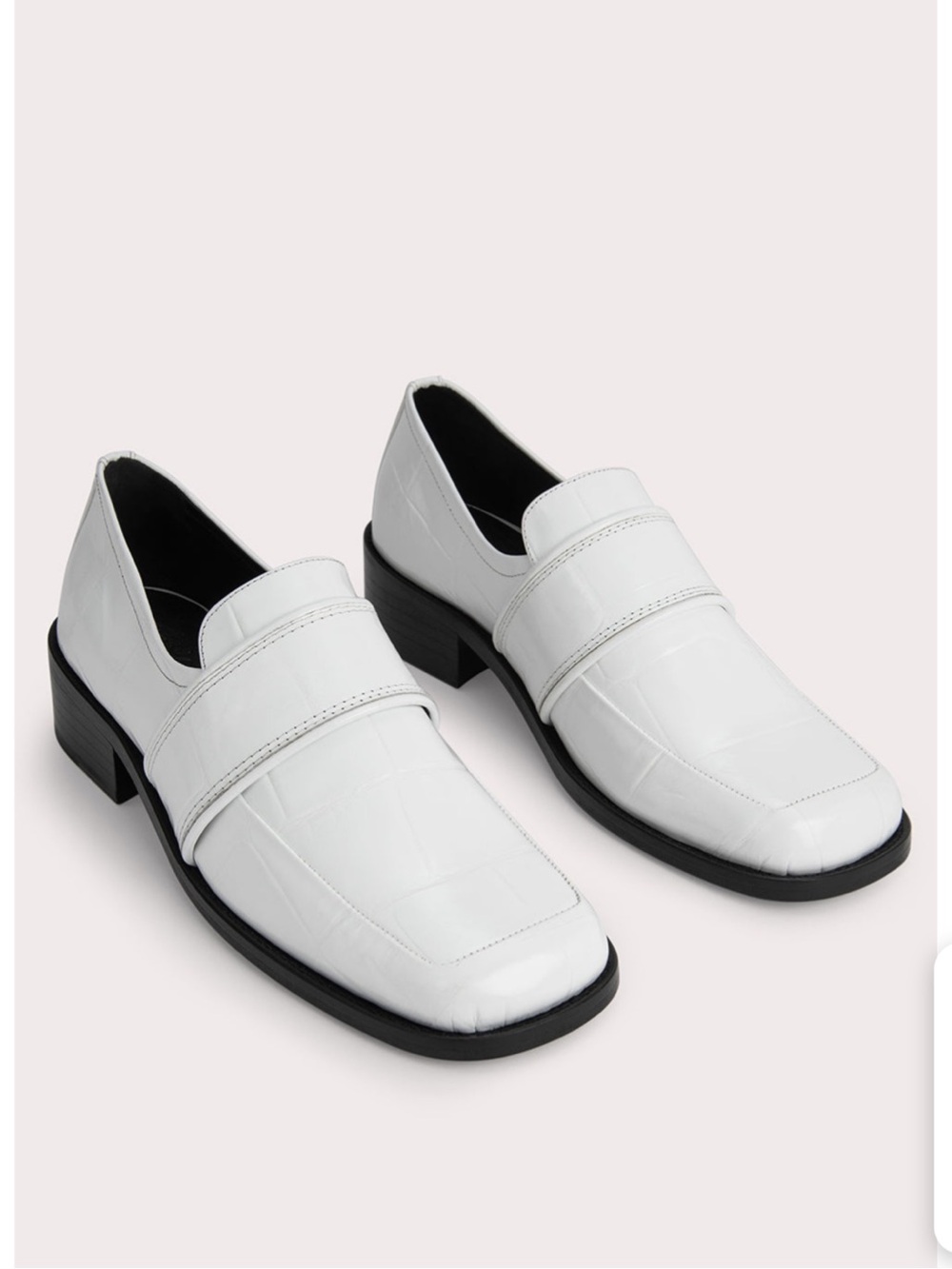 By Far LOAFERS CYRIL White Maxi Croco Embossed Leather, Size: EU 40